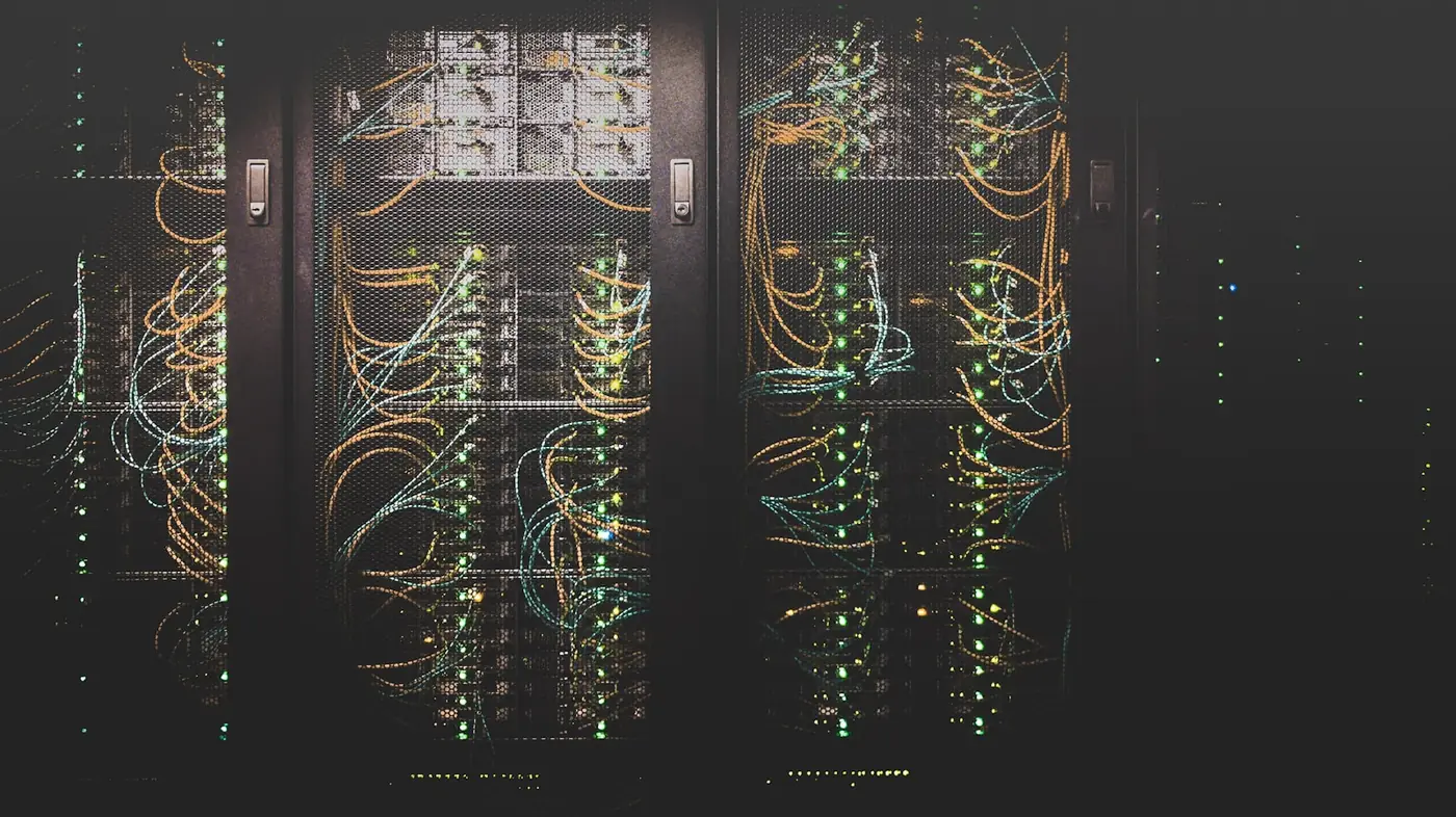 Data centre server racks with structured cabling